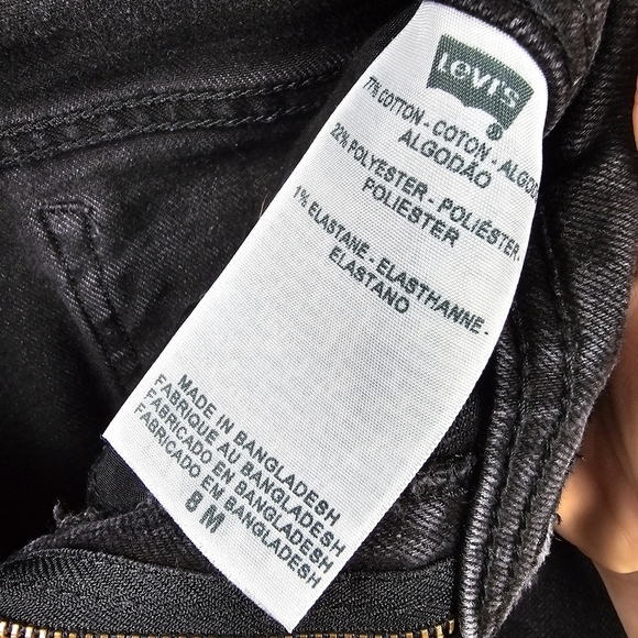 LEVI'S 505 Straight Leg Raw Hem Jean Pants Black Denim Womens Size 8 - Picture 12 of 15